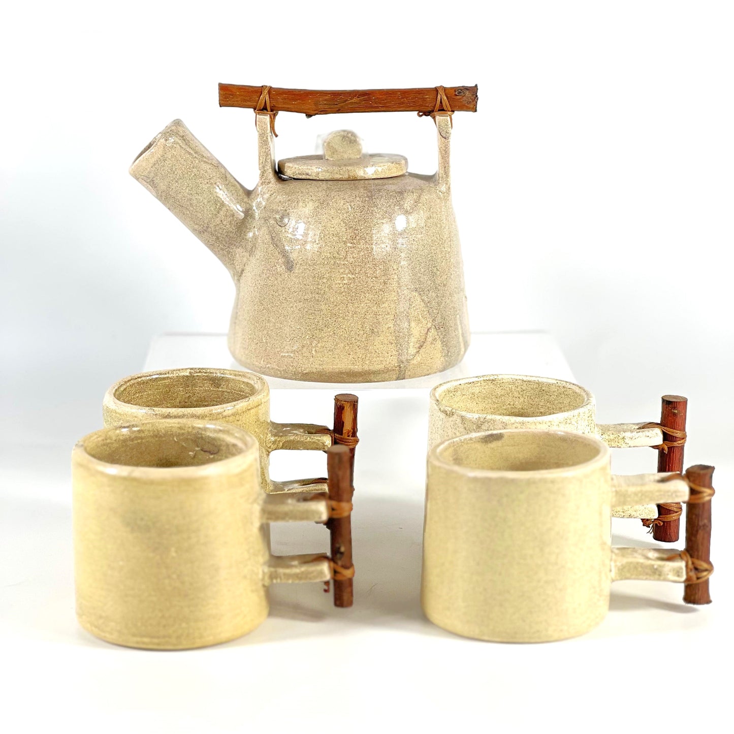 CERAMIC TEA/COFFE SET (4 PCS CUP/1 TRAY/1 POT)SET OF 6