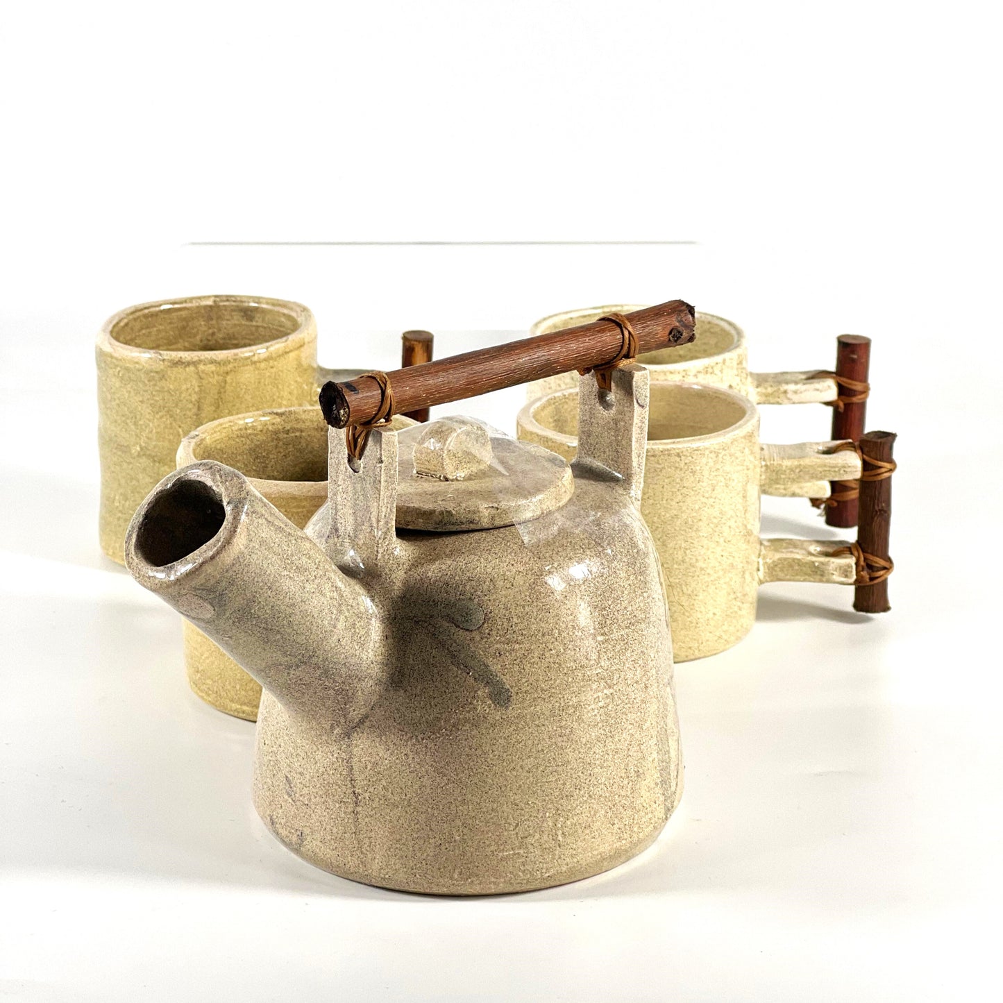 CERAMIC TEA/COFFE SET (4 PCS CUP/1 TRAY/1 POT)SET OF 6