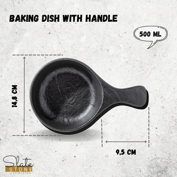 BAKING DISH WITH HANDLE 9.5" X 6" | 24 X 15 CM 500 ML-WL-661139/A