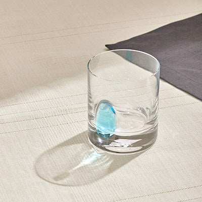 DOT WHISKEY GLASS - Turquoise Blue, premium glass, ergonomic design, spinning base, perfect for whiskey.