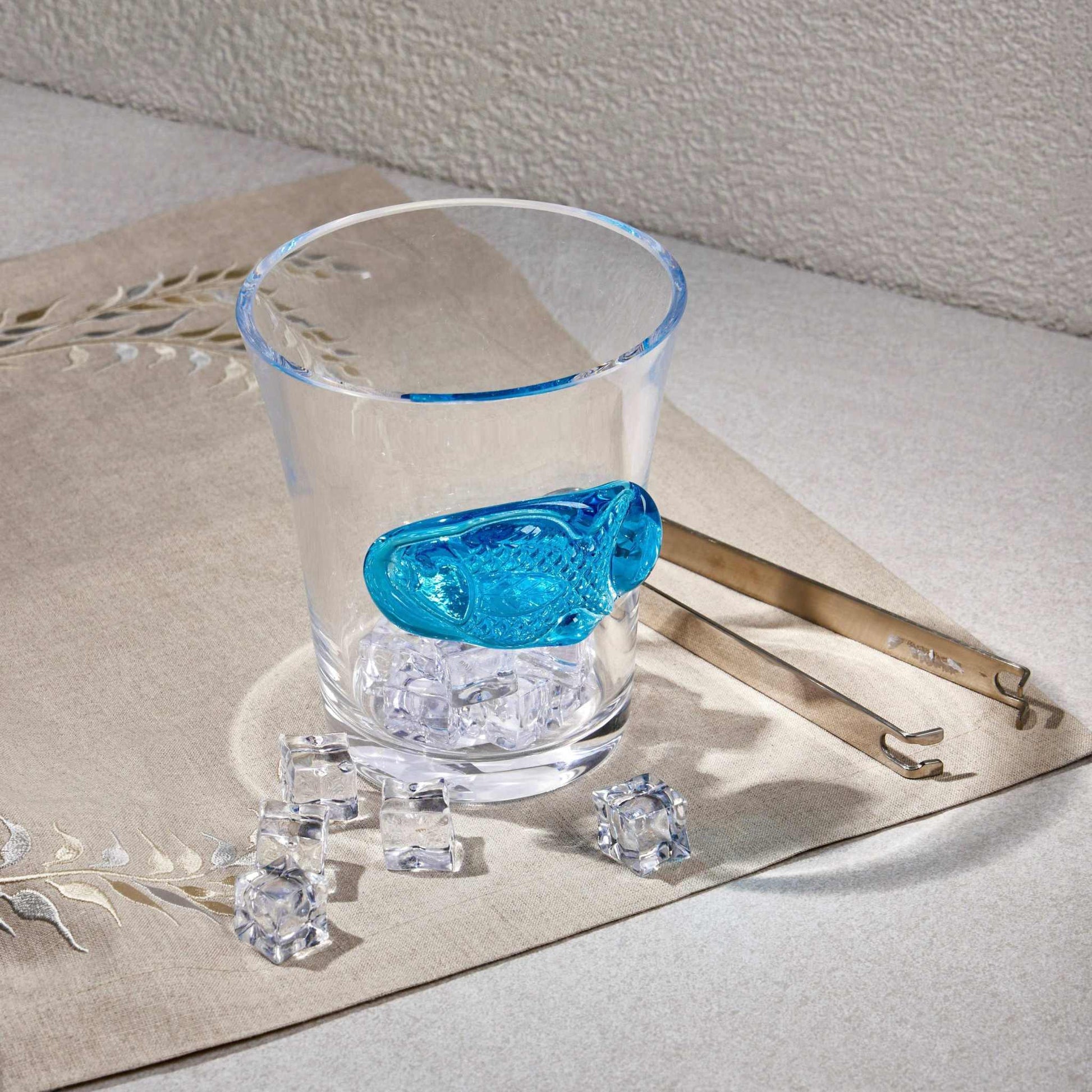 FISH SEALED GLASS - TURQUOISE BLUE, modern decorative piece.