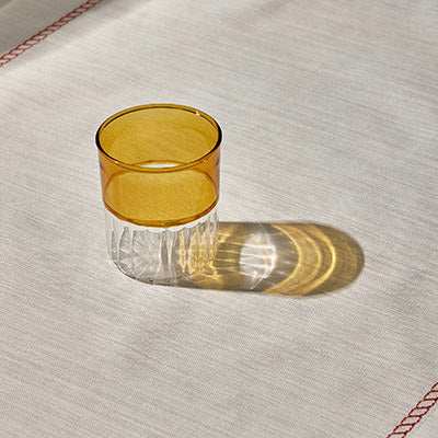 RIPPLES GLASS - AMBER Tumbler with textured design, warm hue, and elegant style, 200ml.