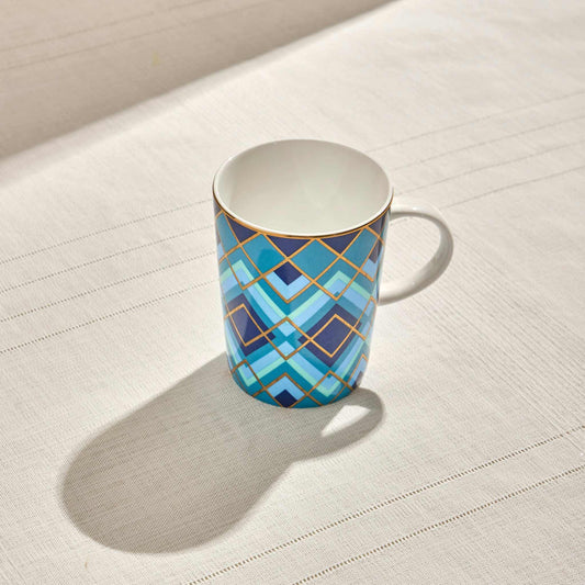 Atlantic Porcelain Mug with geometric pattern on a light background.