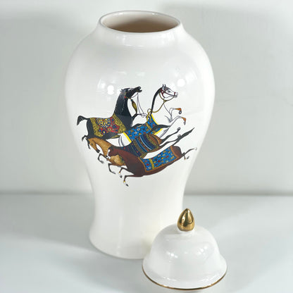 GOLD PLATED HORSE GINJER JAR 45CM