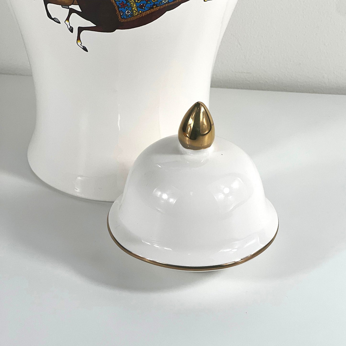 GOLD PLATED HORSE GINJER JAR 45CM