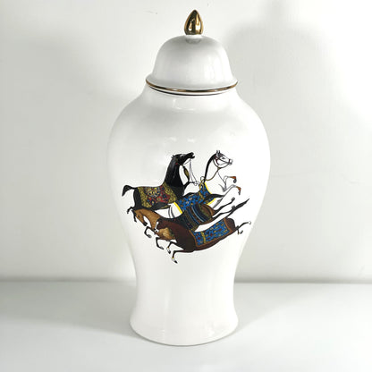 GOLD PLATED HORSE GINJER JAR 45CM