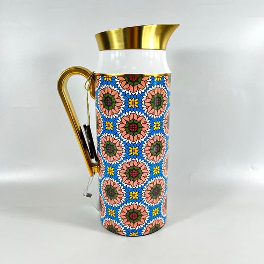 COLORFUL FLOWER DESIGN FLASK SET OF 2