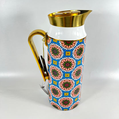 COLORFUL FLOWER DESIGN FLASK SET OF 2