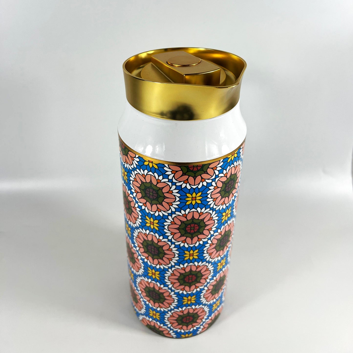 COLORFUL FLOWER DESIGN FLASK SET OF 2