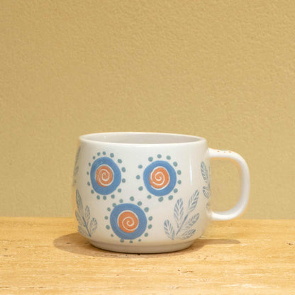Personalized gold monogram ceramic mug with "Best Son Ever" and floral design.