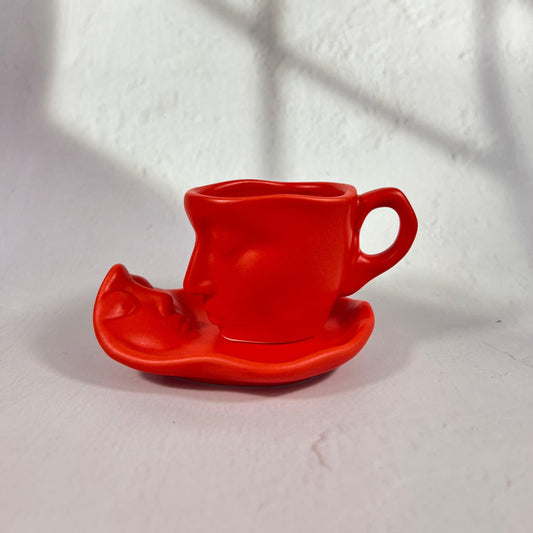 CERAMIC KISS ESPRESSO CUP/RED