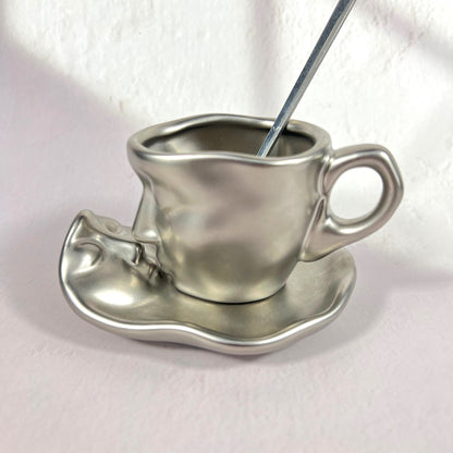 CERAMIC KISS ESPRESSO CUP/SILVERY