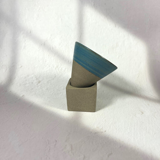 CONICAL SHAPED TEA CUP WITH HOLDER 100ML/BLUE