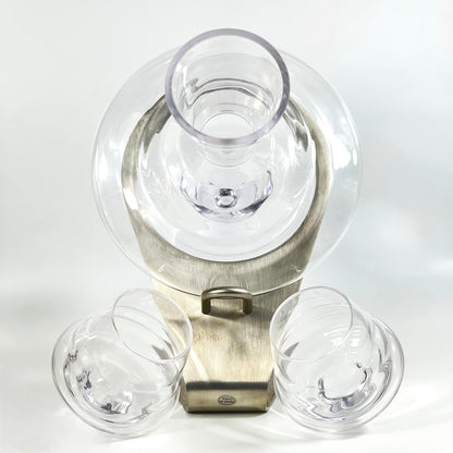 DECANTER WITH METAL ATAND /SET OF 4
