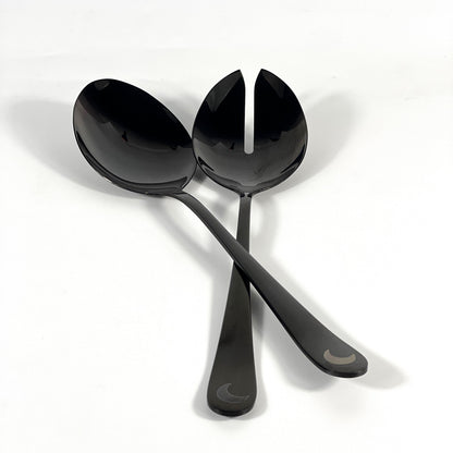 BLACK SERVING SALAD SET/2 PCS