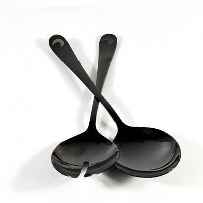 BLACK SERVING SALAD SET/2 PCS