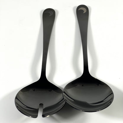 BLACK SERVING SALAD SET/2 PCS