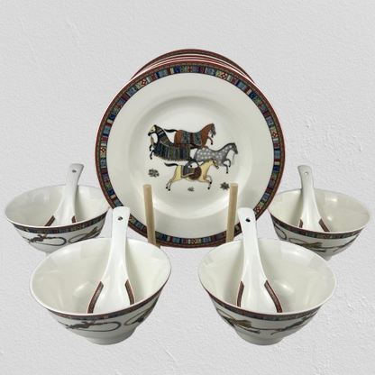 SET OF 12 HORSE BOWL/SPOON