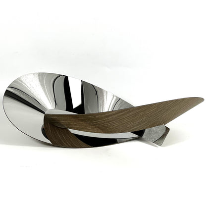 WOOD GRAIN METAL IRREGULAR TWISTED FRUIT BOWL