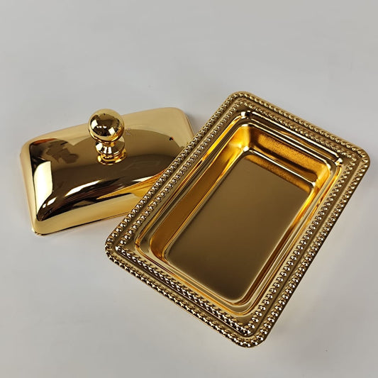 STEEL GOLDEN RECTANGULAR SERVING BOWL