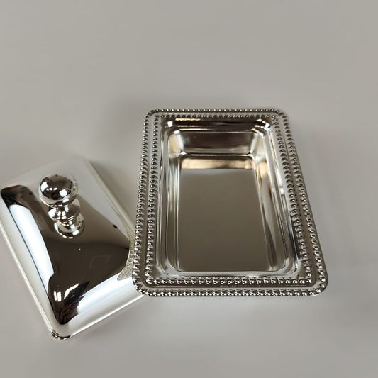 STEEL SILVER RECTANGULAR SERVING BOWL