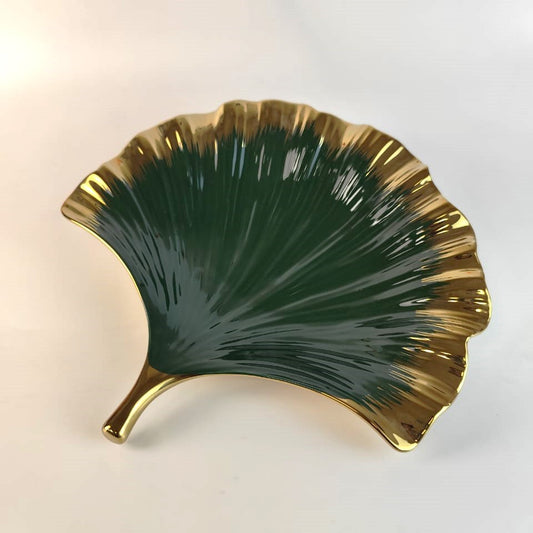GREEN AND GOLDEN LEAVES PLATE