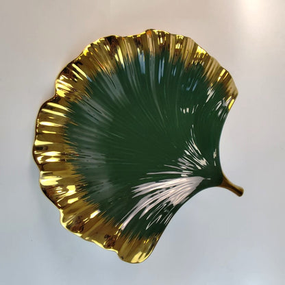 GREEN AND GOLDEN LEAVES PLATE