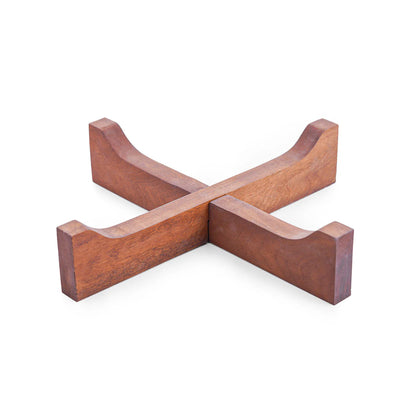 TRAVERTINE TRAY WITH WOOD BASE