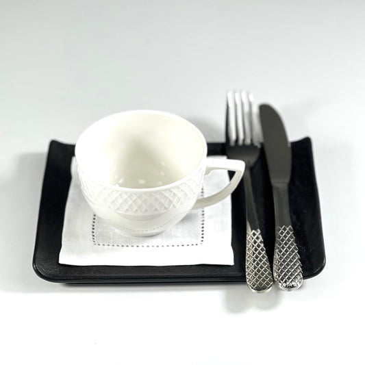 HEMSTICH WHITE LINEN COASTER