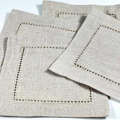 HEMSTICH NATRUL LINEN COCKTAIL NAPKIN