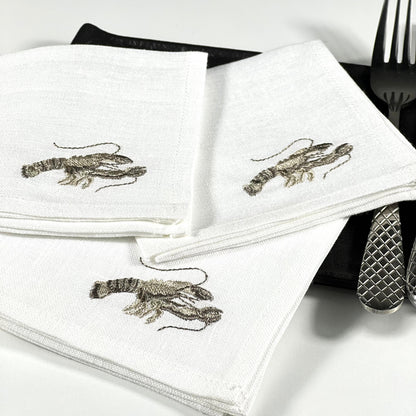LOBSTER COCKTAIL NAPKIN WHITE BEIGE/SET