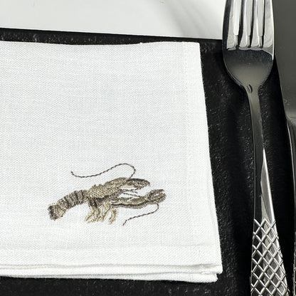 LOBSTER COCKTAIL NAPKIN WHITE BEIGE/SET