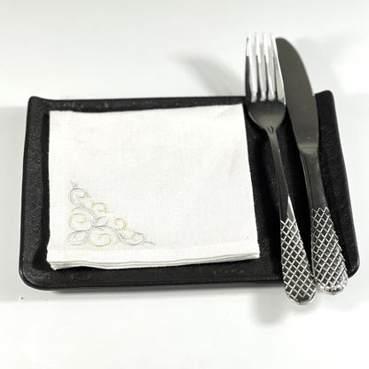 SLVER BORDER COCKTAIL NAPKIN WHITE SILVER GOLD/SET