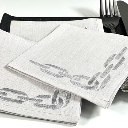 CHAIN GREY-MOONLIGHT LINEN COCKTAIL NAPKIN