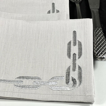 CHAIN GREY-MOONLIGHT LINEN COCKTAIL NAPKIN