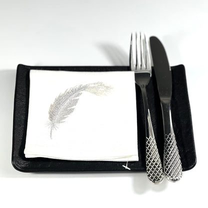 FAETHERS SILVER-WHITE COCKTAIL NAPKIN
