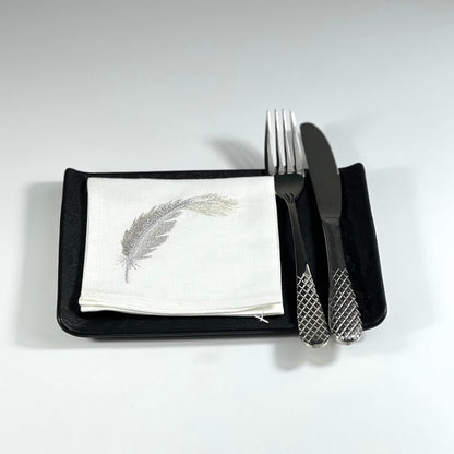 FAETHERS SILVER-WHITE COCKTAIL NAPKIN