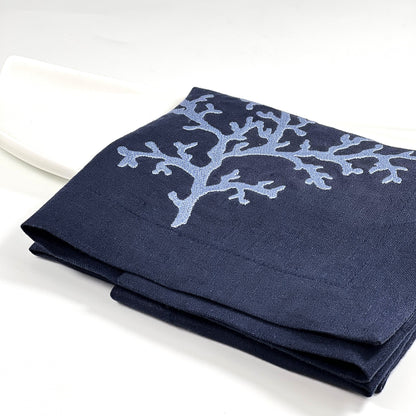 CORAL NAVY-LIGHT BLUE LINEN TRAY LINER