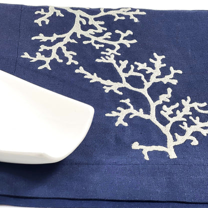 CORAL NAVY-LIGHT BEIGE LINEN TRAY LINER