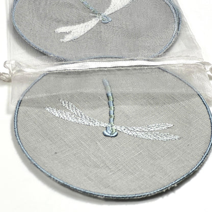 DRAGONFLY-GRAY LINEN COASTER 11