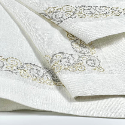BORDER SILVER- WHITE LINEN TRAY LINER