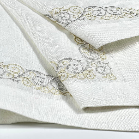 BORDER SILVER- WHITE LINEN TRAY LINER