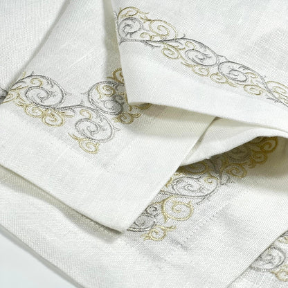 BORDER SILVER- WHITE LINEN TRAY LINER