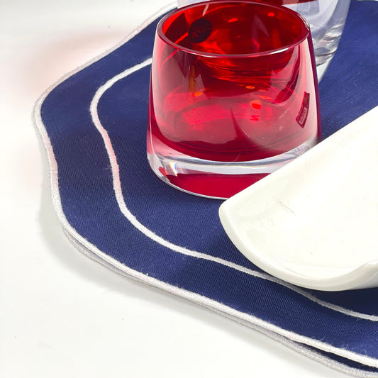 ALPHA GRACE POLYSTER TABLE MAT NAVY BLUE 40CM SET OF 2