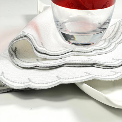 CORAL REEF POLYSTER TABLEMAT WHITE/GRAY 35CM  SET OF 2