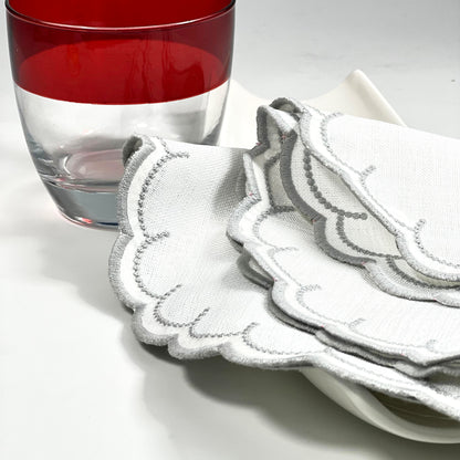 CORAL REEF POLYSTER TABLEMAT WHITE/GRAY 35CM  SET OF 2