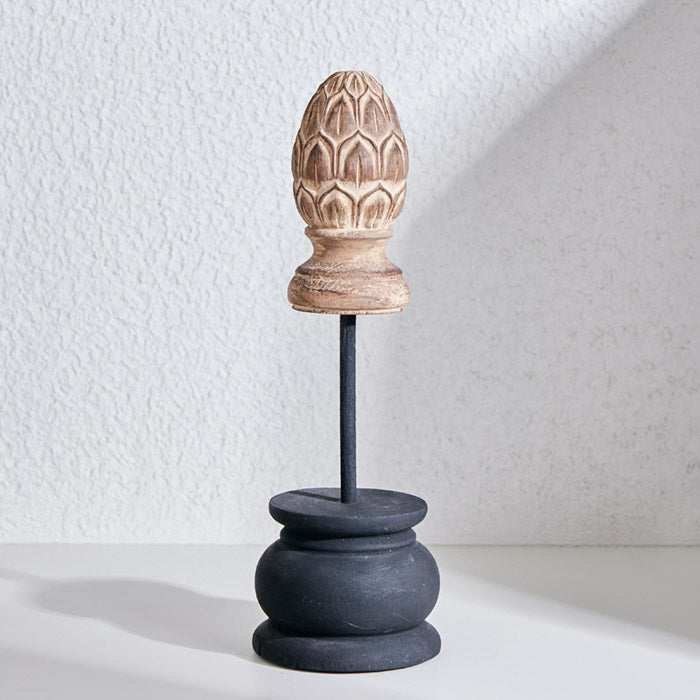 Sleek 15cm black pine stand for home decor.