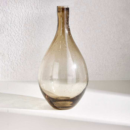 APOTTHECARY GLASS VASE - BROWN with vintage design and transparent brown glass.