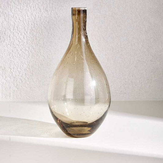 APOTTHECARY GLASS VASE - BROWN with vintage design and transparent brown glass.