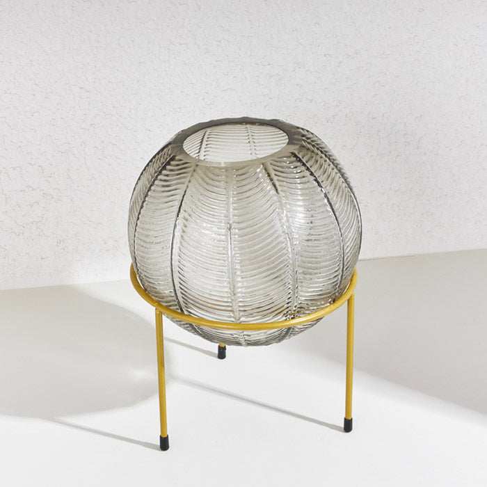 Brown American Creative Metal Glass Vase with metal frame, ideal for modern home decor.